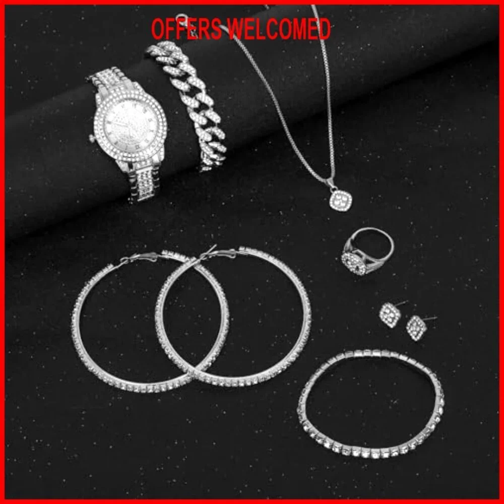 Stainless Steel Cubic Zirconia Jewelry Set with Necklaces Bracelets Earrings - Picture 3 of 7
